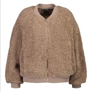 Plus Size Faux Fur Bomber Jacket
